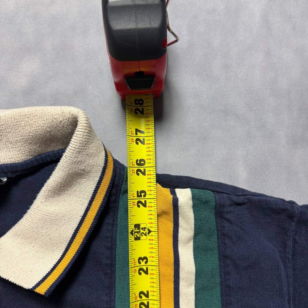 Converse All Star Polo Shirt Mens Large Navy Blue Vintage 90s Stripe Excellent - Picture 6 of 9